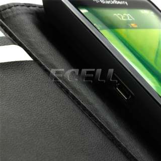 BLACK PROTECTIVE LEATHER FOLIO CASE COVER FOR BLACKBERRY TORCH 9860 