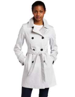   Womens Pique Dot Double Breasted Spring Trench Coat Clothing