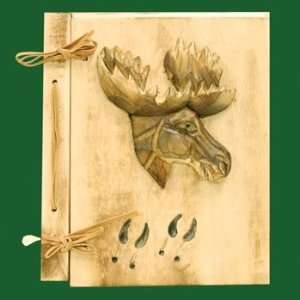  Rustic Wood Carved Moose Photo Album (Real Wood), 5x7, 8 
