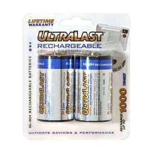  D Cell Rechargeable NiMH Battery Retail Pack   2 Pack 