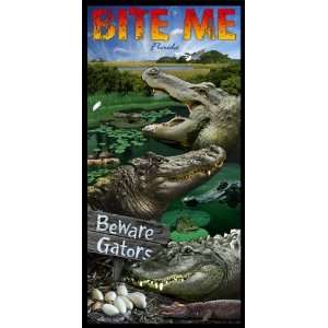   Gator Bite Me Alligator Terry Velour Beach Bath Towel