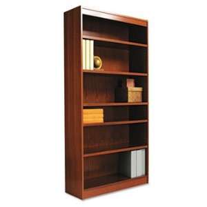 Square Corner Wood Veneer Bookcase, 6 Shelf, 35 3/8w x 11 3/4d x 72h 