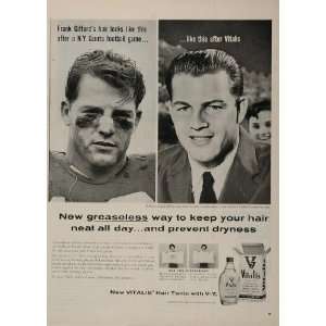  1957 Ad Vitalis Hair Frank Gifford NFL New York Giants 