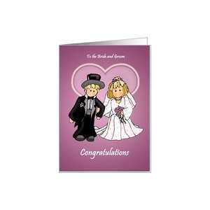  Wedding Congratulations Card Little Bride & Groom Card 