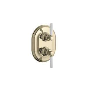   White Ceramic Lever Handle, Valve Not Included, Vibrant French Gold