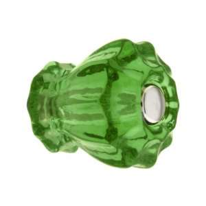  Small Fluted Forest Green Glass Cabinet Knob With Nickel 